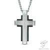 Thumbnail Image 1 of Men's Diamond Accent Cross Pendant in Two-Tone Stainless Steel - 24"