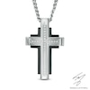 Thumbnail Image 0 of Men's Diamond Accent Cross Pendant in Two-Tone Stainless Steel - 24"