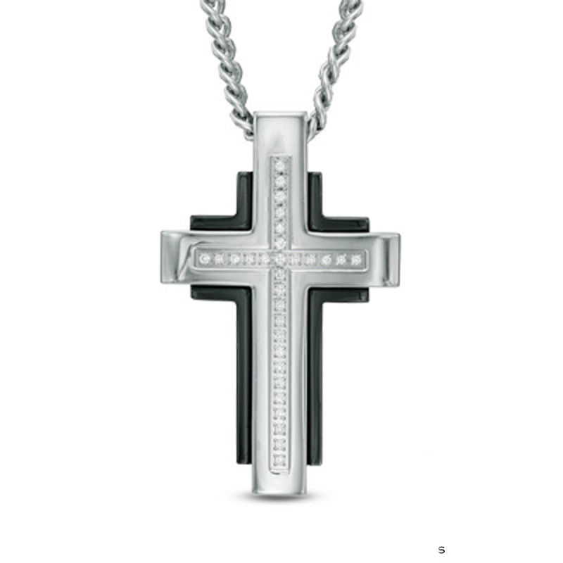 Men S Shaquille O Neal Diamond Accent Cross Pendant In Two Tone Men S Shaquille O Neal Diamond Accent Cross Pendant In Two Tone Stainless Steel 24