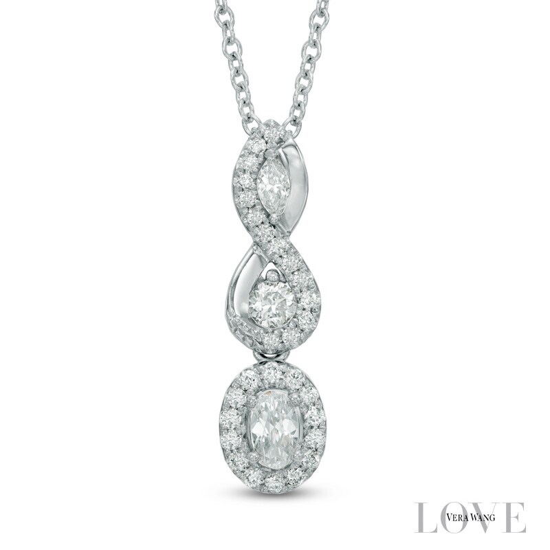 Vera Wang Love Collection 5/8 CT. T.W. Diamond Three Stone Infinity Pendant in 14K White Gold