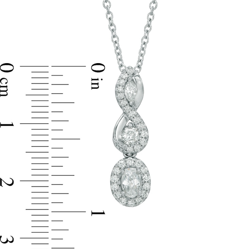 Main Image 4 of Vera Wang Love Collection 5/8 CT. T.W. Diamond Three Stone Infinity Pendant in 14K White Gold