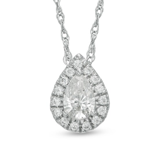 1/3 CT. T.w. Pear-Shaped Diamond Frame Pendant in 14K White Gold