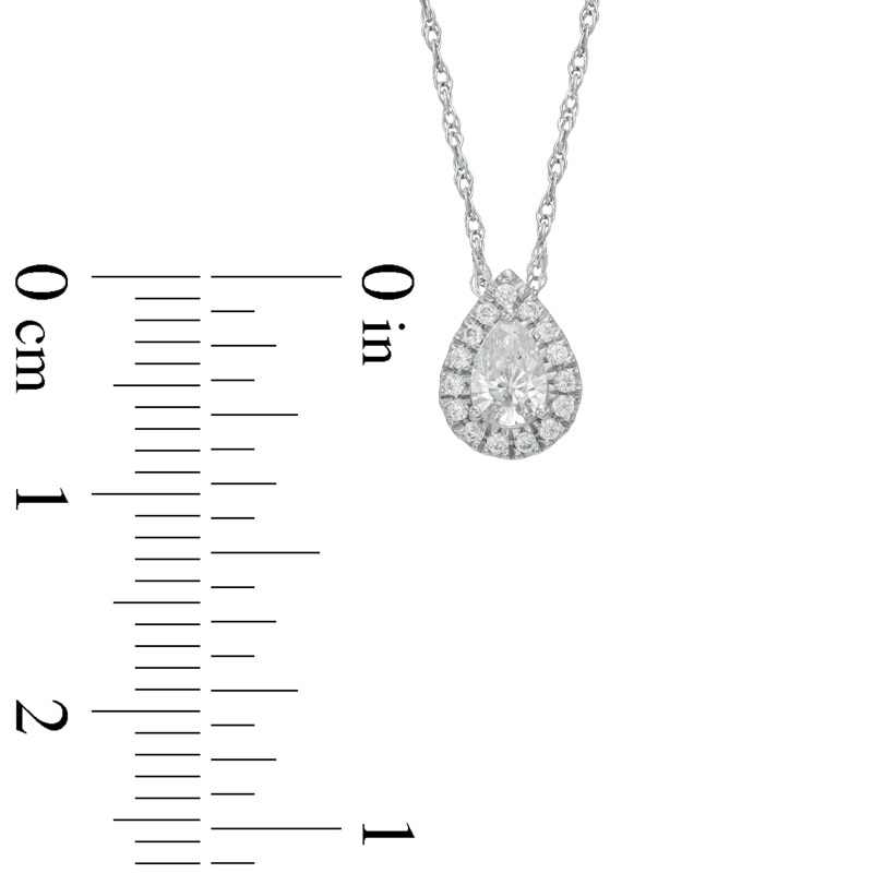Main Image 2 of 1/3 CT. T.W. Pear-Shaped Diamond Frame Pendant in 14K White Gold