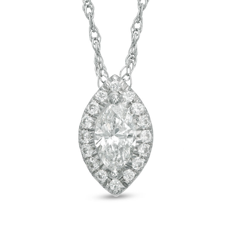 Main Image 1 of 1/3 CT. T.W. Marquise Diamond Frame Pendant in 14K White Gold