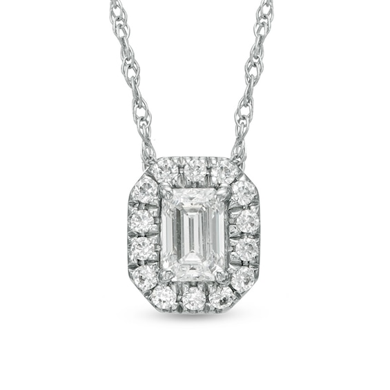 1/3 CT. T.w. Emerald-Cut Diamond Frame Pendant in 14K White Gold