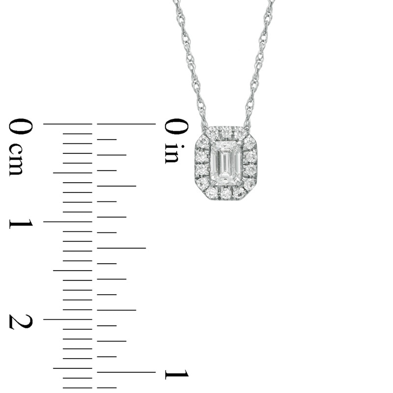 Main Image 2 of 1/3 CT. T.W. Emerald-Cut Diamond Frame Pendant in 14K White Gold