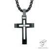 Thumbnail Image 1 of Men's Diamond Accent Cross Pendant in Black IP Stainless Steel - 24"