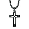 Thumbnail Image 2 of Men's Diamond Accent Cross Pendant in Black IP Stainless Steel - 24"