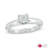 Thumbnail Image 1 of 1/2 CT. Certified Canadian Princess-Cut Diamond Solitaire Engagement Ring in 14K White Gold (I/I1)