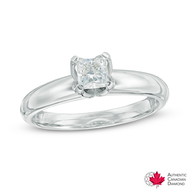 Main Image 1 of 1/2 CT. Certified Canadian Princess-Cut Diamond Solitaire Engagement Ring in 14K White Gold (I/I1)