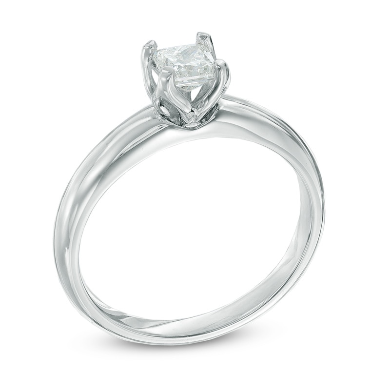 1/2 CT. Certified Canadian Princess-Cut Diamond Solitaire Engagement Ring in 14K White Gold (I/I1)