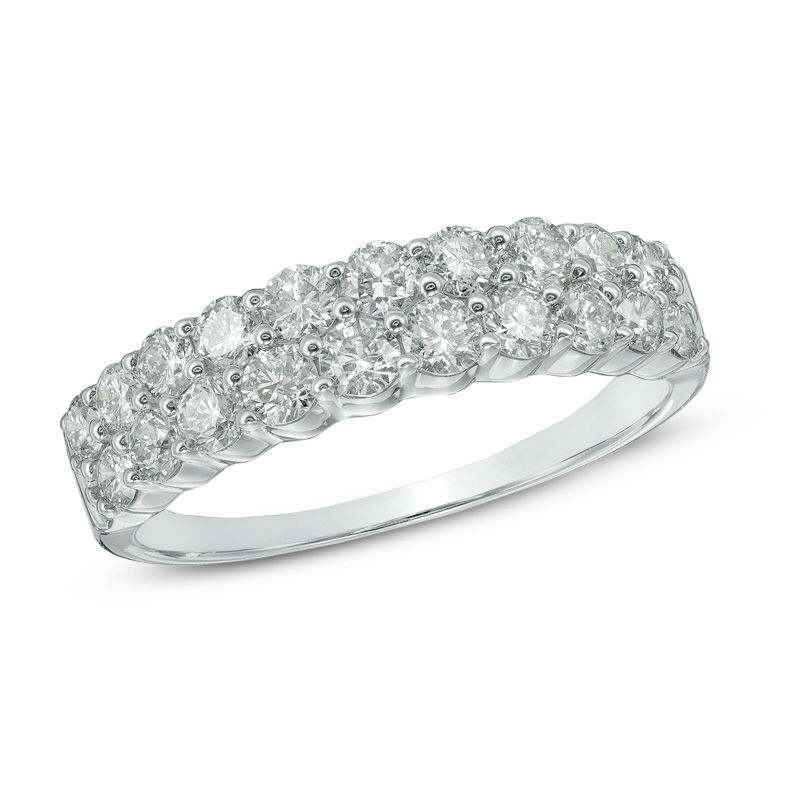 1 CT. T.W. Diamond Double Row Anniversary Band in 14K White Gold