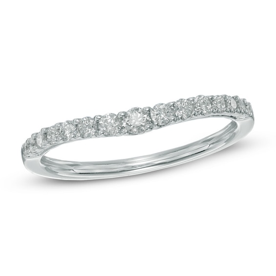 1/3 CT. T.w. Diamond Contour Wedding Band in 14K White Gold