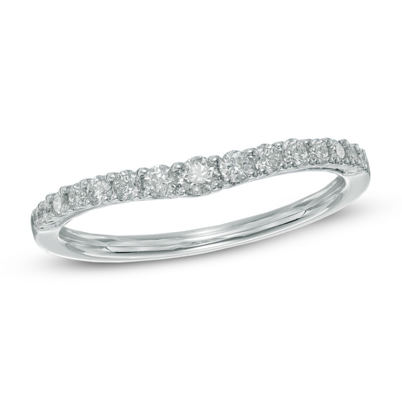 Main Image 1 of 1/3 CT. T.W. Diamond Contour Wedding Band in 14K White Gold