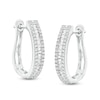 Thumbnail Image 1 of 1/2 CT. T.W. Baguette and Round Diamond Hoop Earrings in 10K White Gold