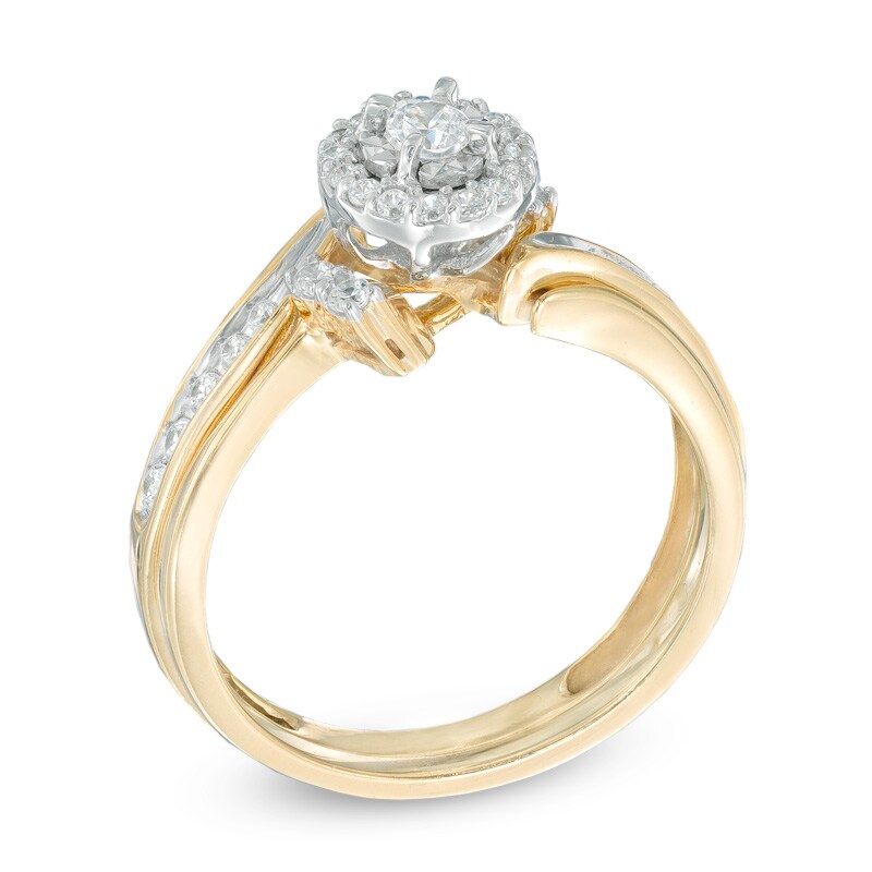 Main Image 2 of 1/4 CT. T.W. Diamond Frame Bypass Bridal Set in 10K Two-Tone Gold