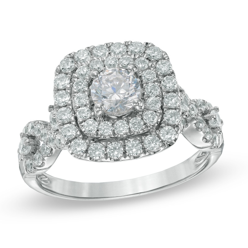1-1/4 CT. T.W. Diamond Double Frame Engagement Ring in 14K White Gold