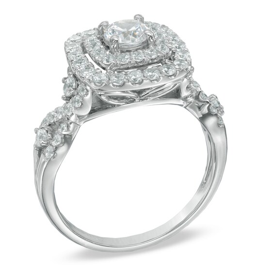 1-1/4 CT. T.w. Diamond Double Frame Engagement Ring in 14K White Gold