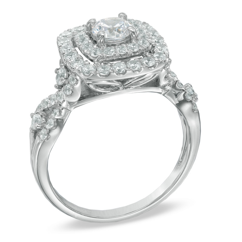 1-1/4 CT. T.W. Diamond Double Frame Engagement Ring in 14K White Gold