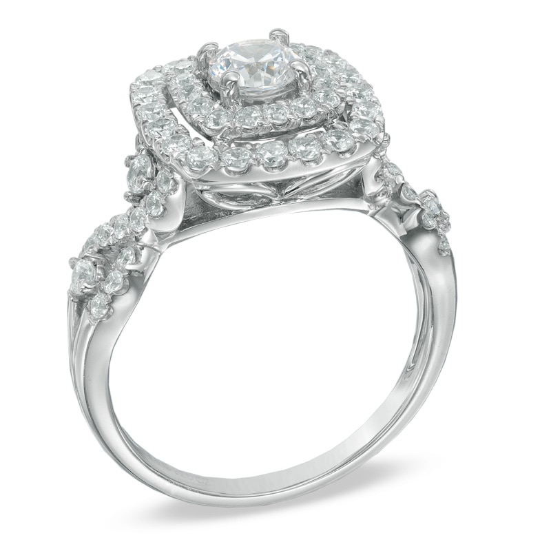Main Image 2 of 1-1/4 CT. T.W. Diamond Double Frame Engagement Ring in 14K White Gold