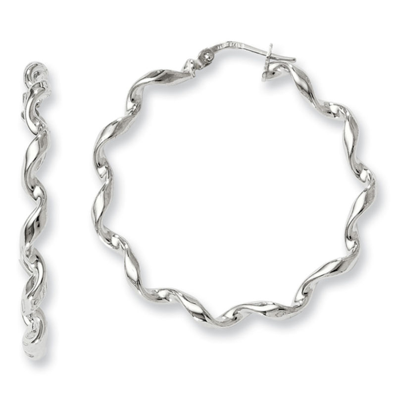 Main Image 1 of 35.0mm Spiral Hoop Earrings in Sterling Silver