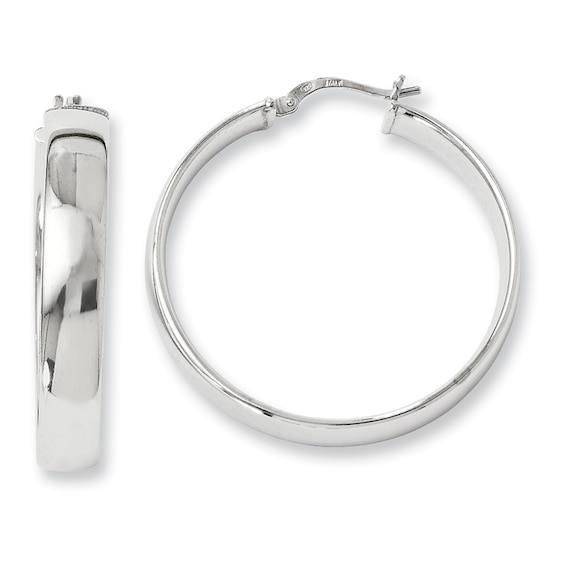 6.0 x 35mm Polished Hoop Earrings in Sterling Silver | Zales