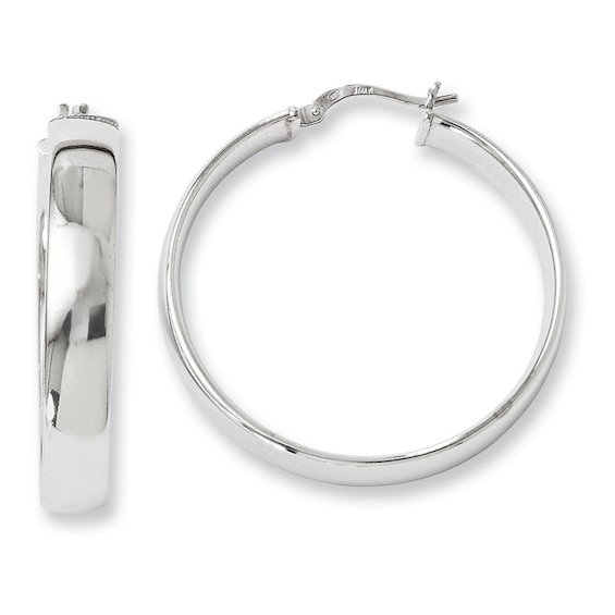 35mm Polished Hoop Earrings in Sterling Silver