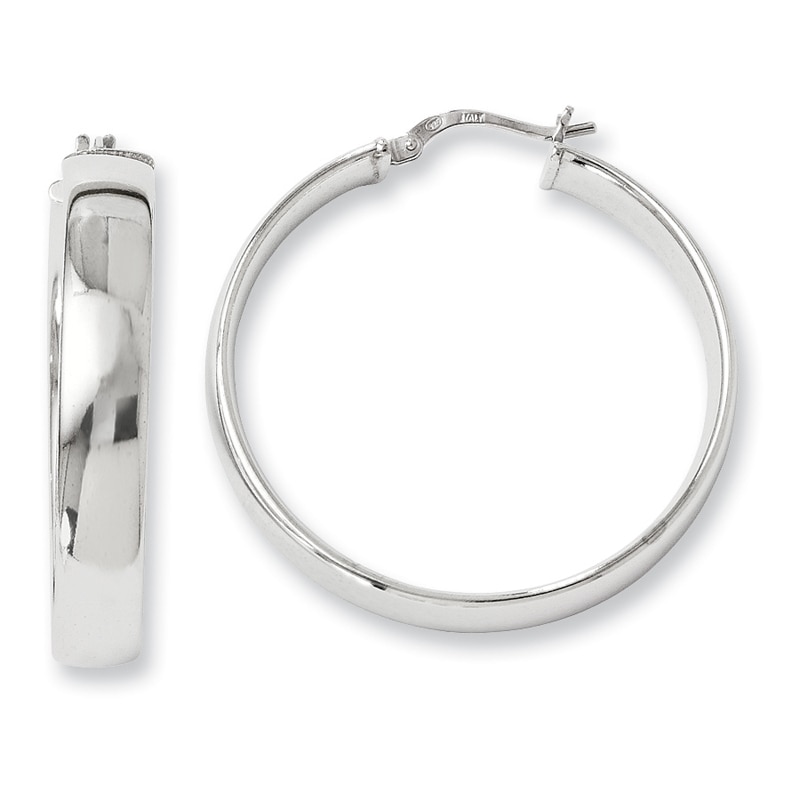 Main Image 1 of 35mm Polished Hoop Earrings in Sterling Silver