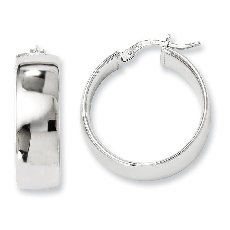 7.5 x 25mm Polished Hoop Earrings in Sterling Silver