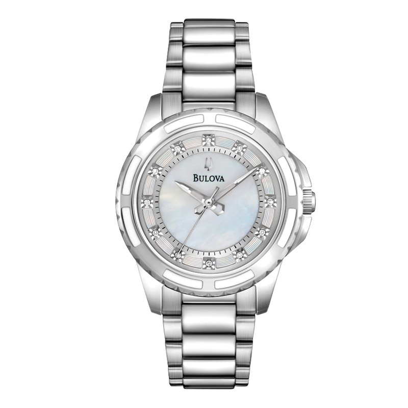 Main Image 1 of Ladies' Bulova Diamond Accent Watch with Mother-of-Pearl Dial (Model: 96P144)