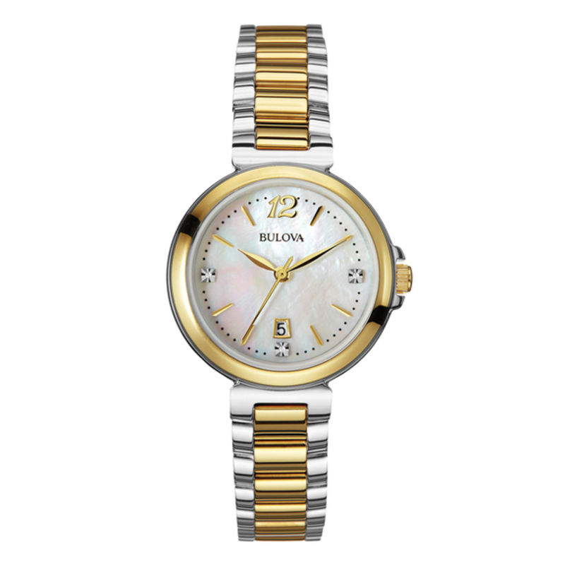 Ladies' Two-Tone Bulova Diamond Accent Watch with Mother-of-Pearl Dial (Model: 98P142)