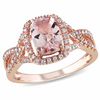 Thumbnail Image 0 of Cushion-Cut Morganite and 1/6 CT. T.W. Diamond Ring in 10K Rose Gold