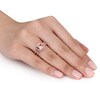 Thumbnail Image 2 of Cushion-Cut Morganite and 1/6 CT. T.W. Diamond Ring in 10K Rose Gold