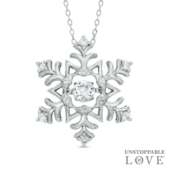 6.0mm Lab-Created White Sapphire Snowflake Pendant in Sterling Silver