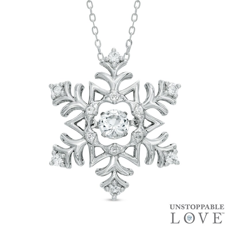 Main Image 1 of 6.0mm Lab-Created White Sapphire Snowflake Pendant in Sterling Silver