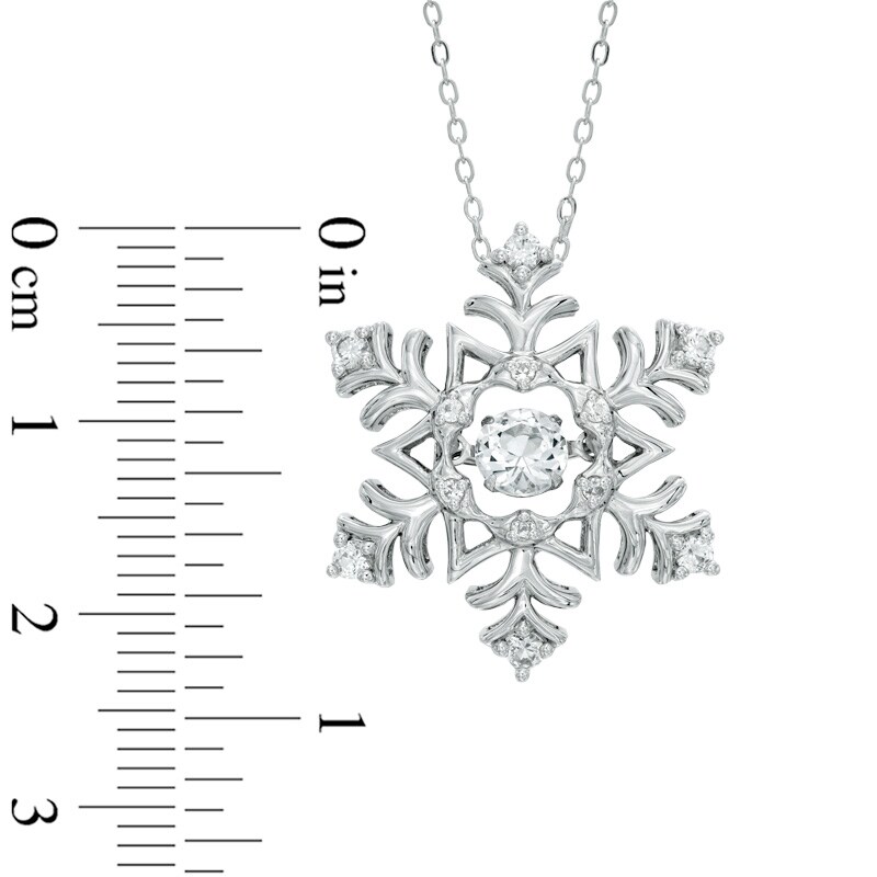 Main Image 2 of 6.0mm Lab-Created White Sapphire Snowflake Pendant in Sterling Silver