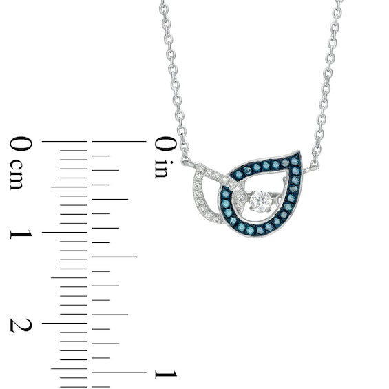 1/5 CT. T.w. Enhanced Blue and White Diamond Teardrops Necklace in 10K White Gold