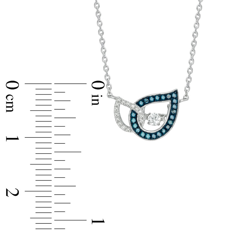 1/5 CT. T.W. Enhanced Blue and White Diamond Teardrops Necklace in 10K White Gold