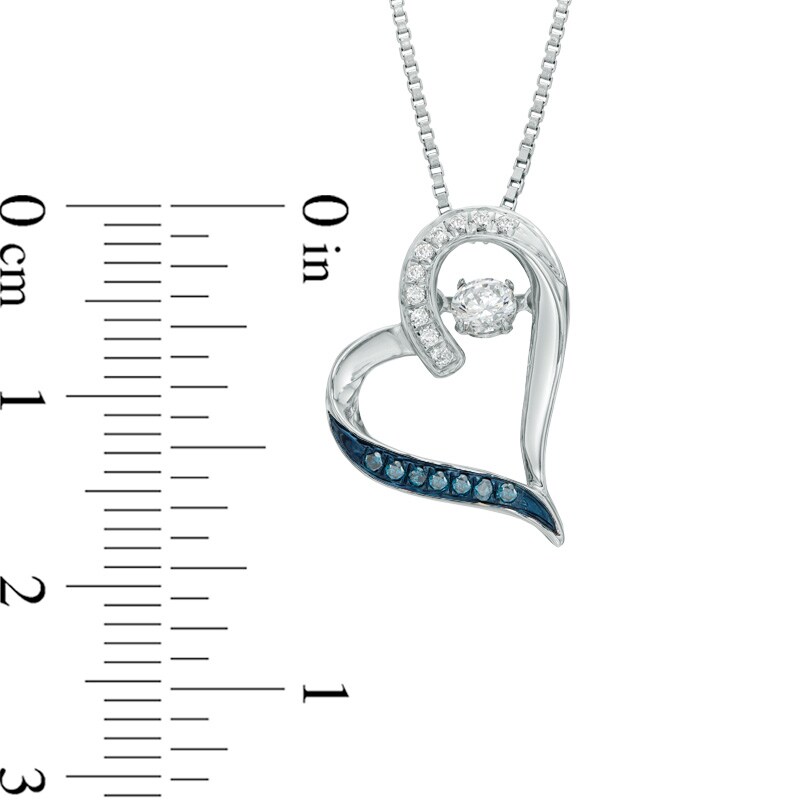Main Image 2 of 1/4 CT. T.W. Enhanced Blue and White Diamond Tilted Heart Pendant in Sterling Silver