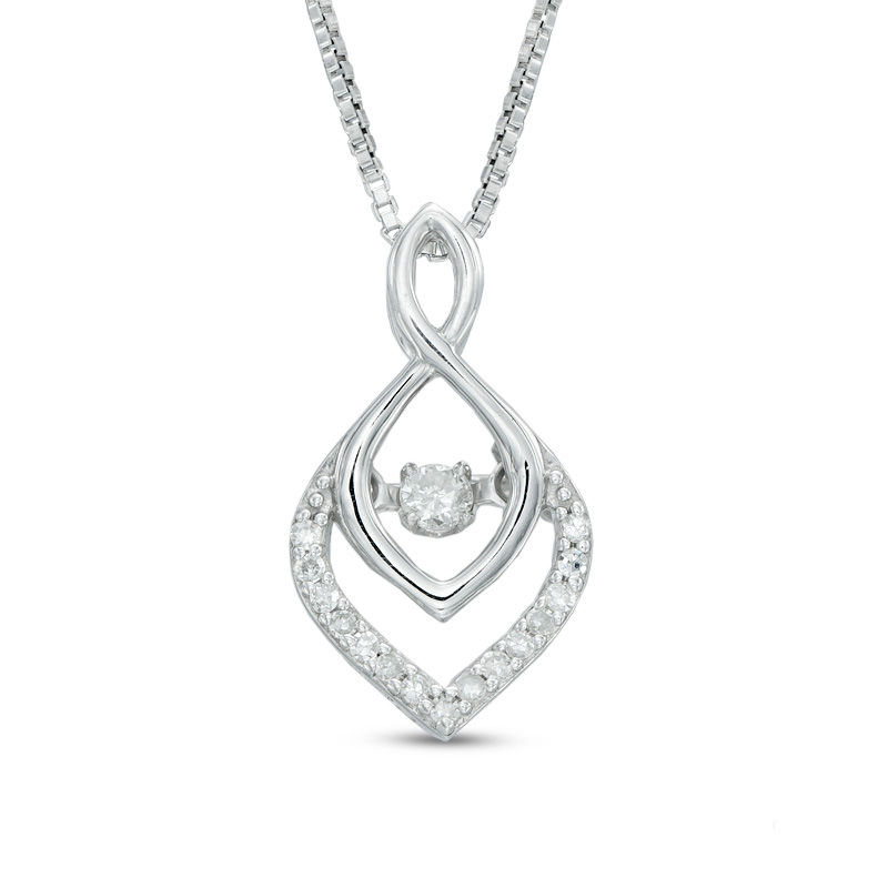 Main Image 1 of 1/10 CT. T.W. Diamond Infinity Flame Pendant in Sterling Silver