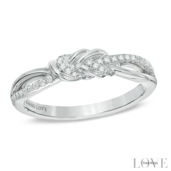 Vera Wang Love Collection 1/6 CT. T.w. Diamond Knot Ring in 14K White Gold
