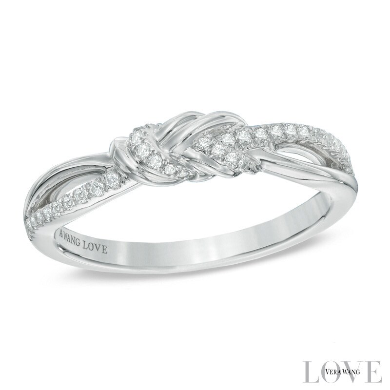 Main Image 1 of Vera Wang Love Collection 1/6 CT. T.W. Diamond Knot Ring in 14K White Gold