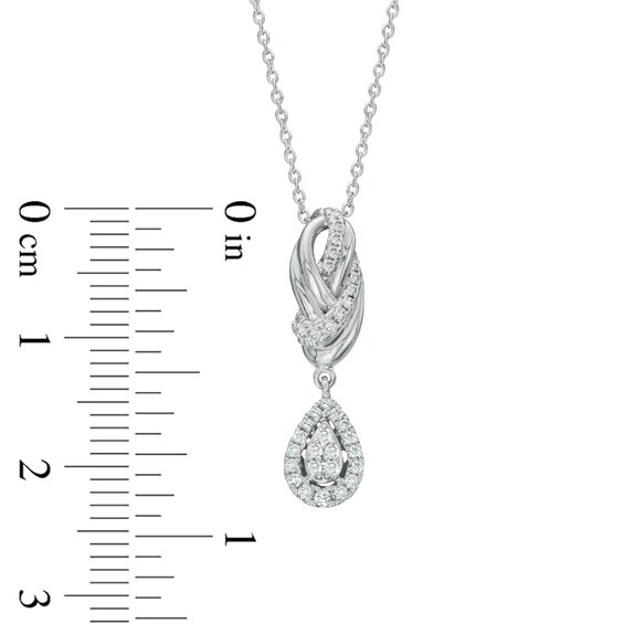 Vera Wang Love Collection 1/3 CT. T.w. Diamond Knot Drop Pendant in 14K White Gold