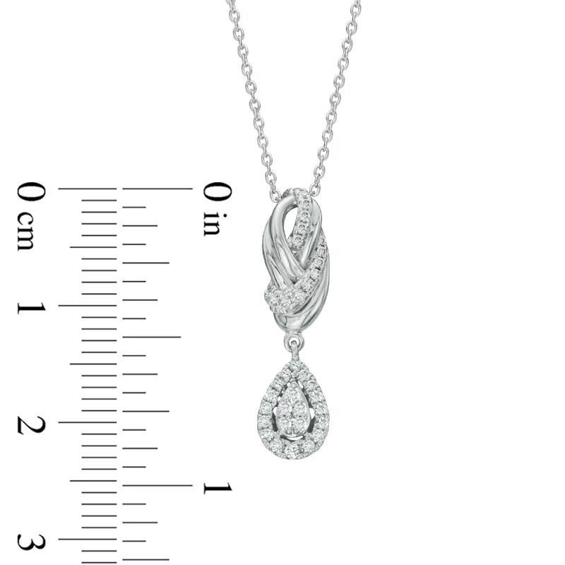 Main Image 3 of Vera Wang Love Collection 1/3 CT. T.W. Diamond Knot Drop Pendant in 14K White Gold