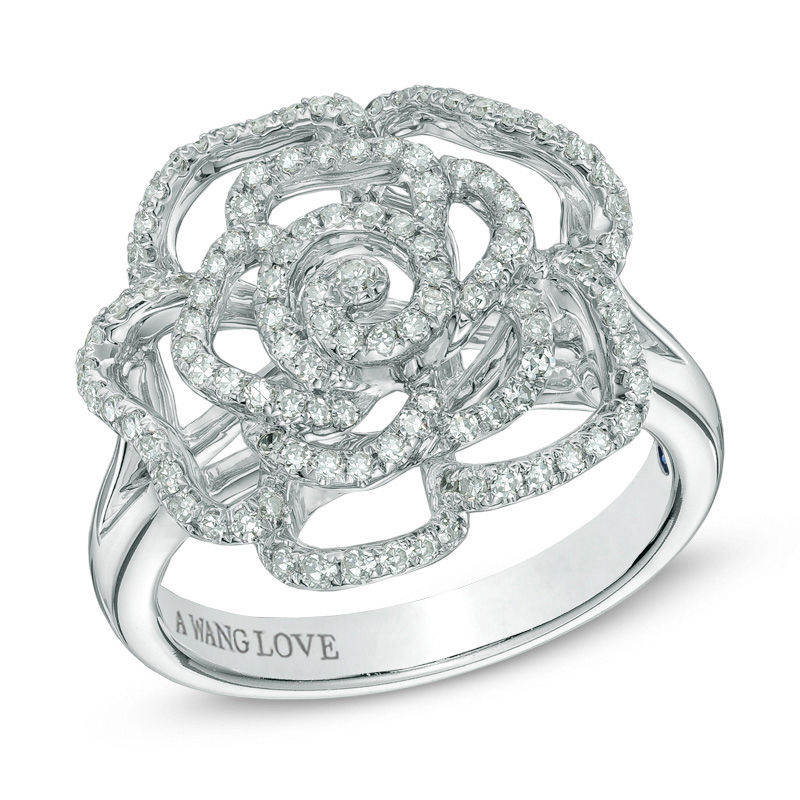 Main Image 1 of Vera Wang Love Collection 1/2 CT. T.W. Diamond Rose Ring in 14K White Gold
