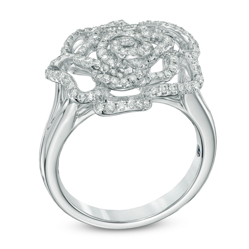 Main Image 2 of Vera Wang Love Collection 1/2 CT. T.W. Diamond Rose Ring in 14K White Gold