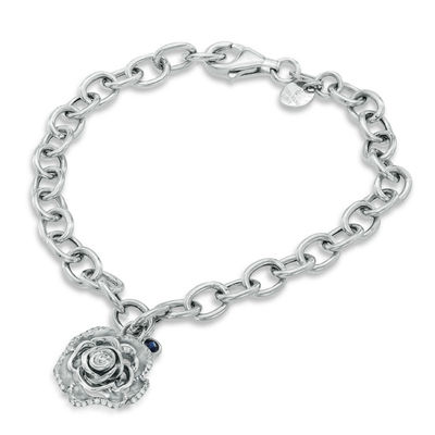 Vera Wang Love Collection 1/5 CT. T.W. Diamond Rose Charm Bracelet in  Sterling Silver - 7.5