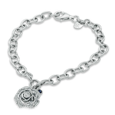 Vera Wang Love Collection 1/5 CT. T.W. Diamond Rose Charm Bracelet in Sterling Silver - 7.5 Vera Wang Love Collection 1/5 CT. T.W. Diamond Rose Charm Bracelet in Sterling Silver - 7.5