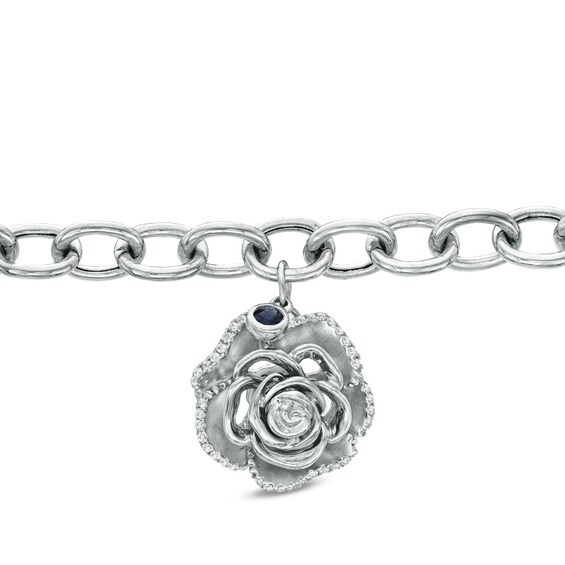 Vera Wang Love Collection 1/5 CT. T.w. Diamond Rose Charm Bracelet in Sterling Silver - 7.5"