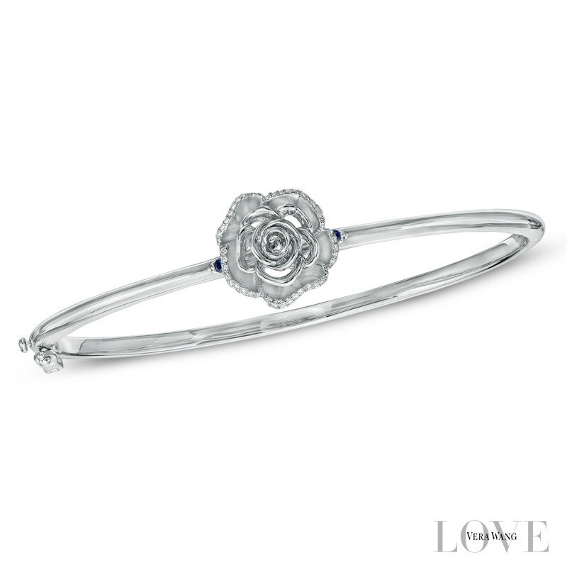 Main Image 1 of Vera Wang Love Collection 1/8 CT. T.W. Diamond Rose Bangle in Sterling Silver